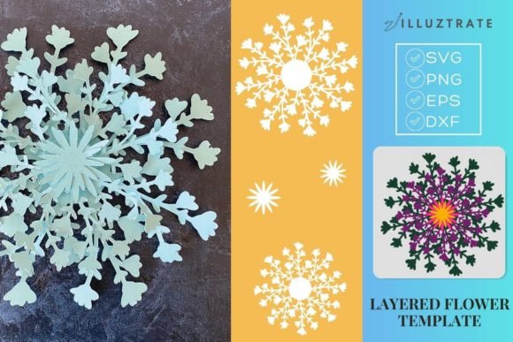 Paper Cutting Flower Template Floral for Crafts and Graphics